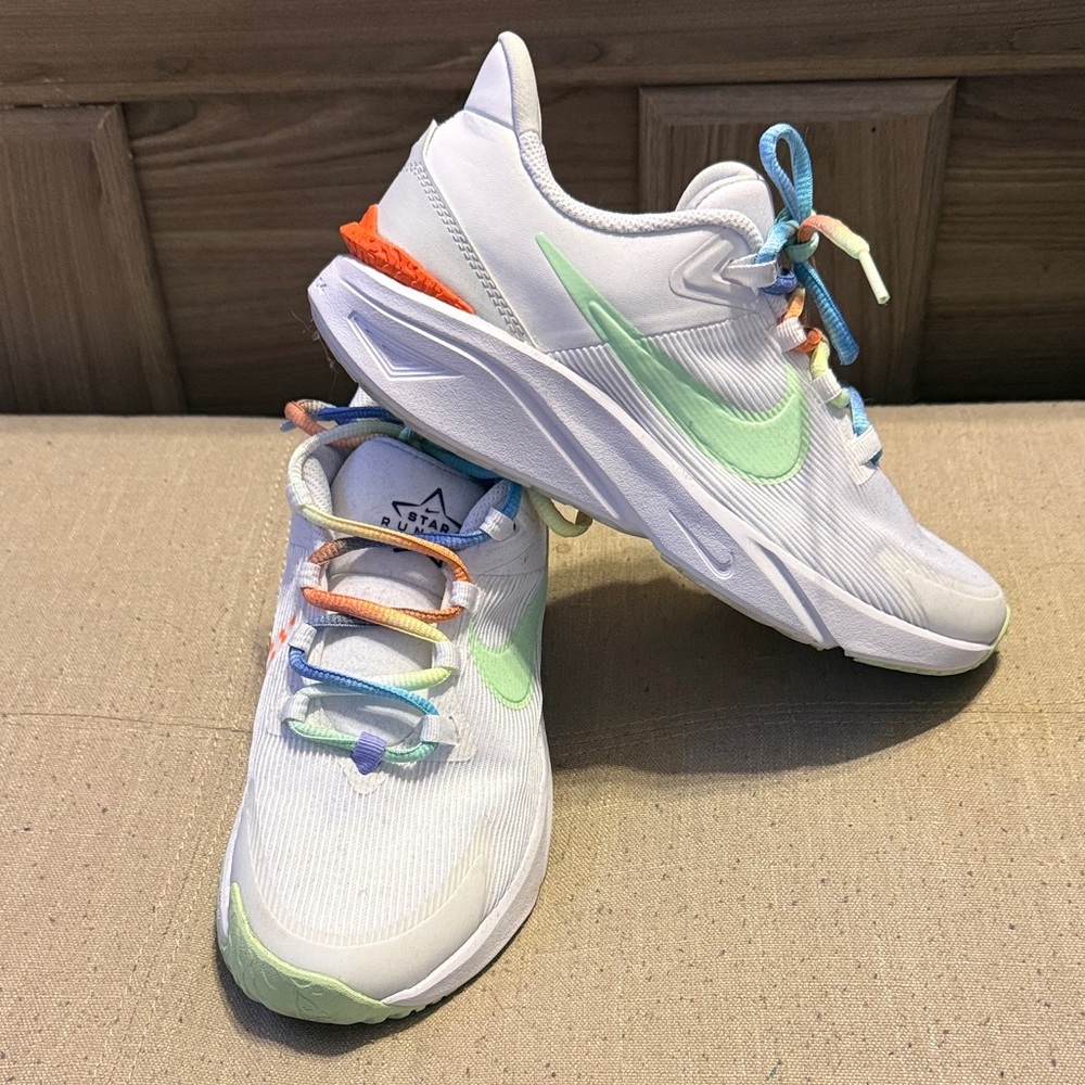 Nike Kids White Sneakers with Multicolor Accents